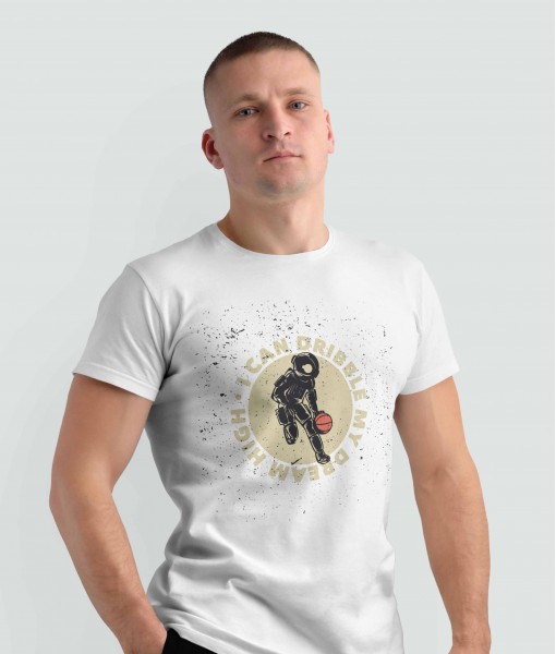 Мъжка тениска с щампа Спортни Илюстрации I can dribble my dream high - TShirtArtShop.com